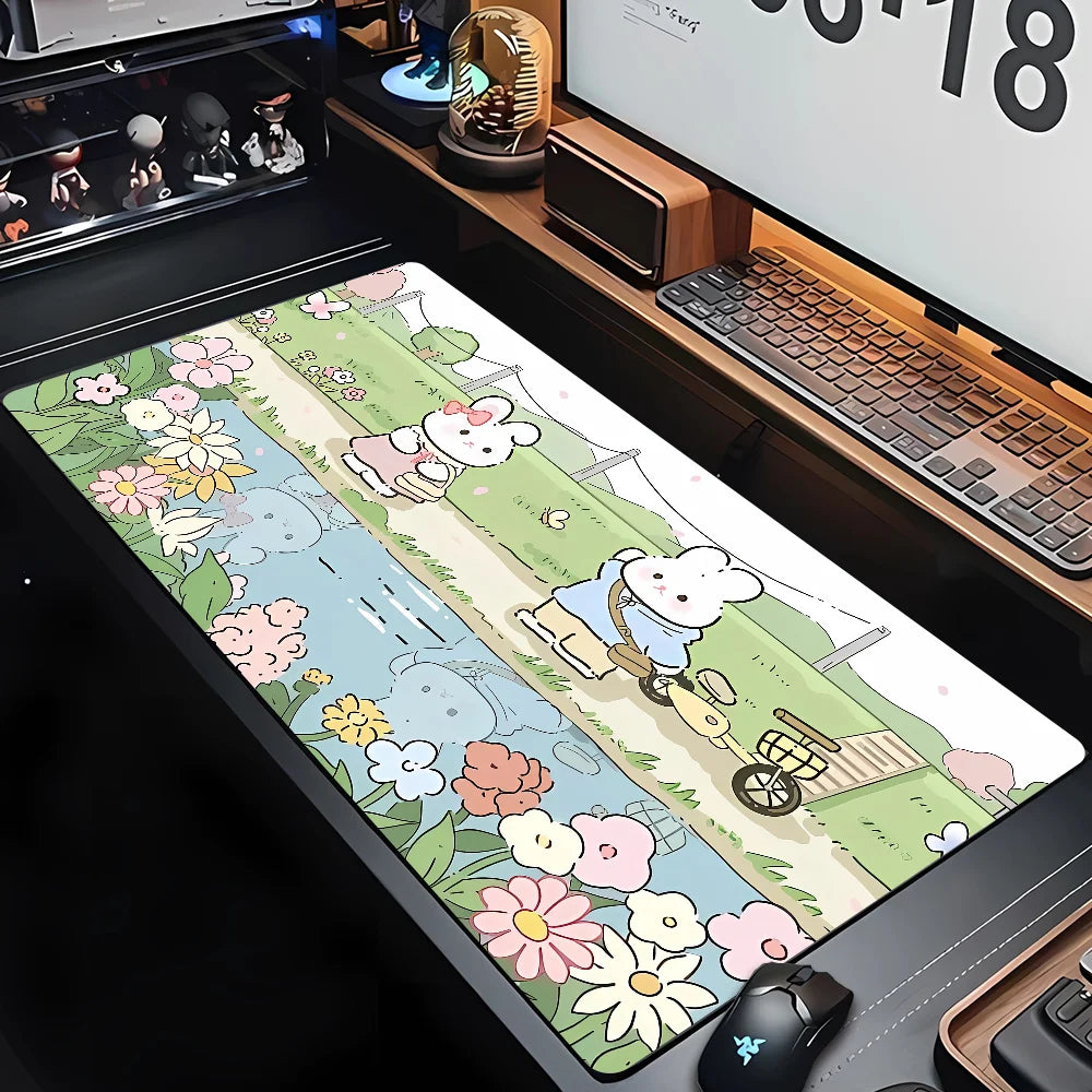 Gaming Keyboardpad Office Soft Non-Slip Carpet Rubber Mice Pad New Models Cute Rabbit Pink Anime Mousepad Home HD Print Mousepad