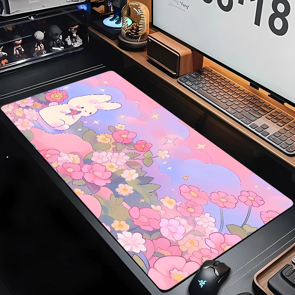 Gaming Keyboardpad Office Soft Non-Slip Carpet Rubber Mice Pad New Models Cute Rabbit Pink Anime Mousepad Home HD Print Mousepad
