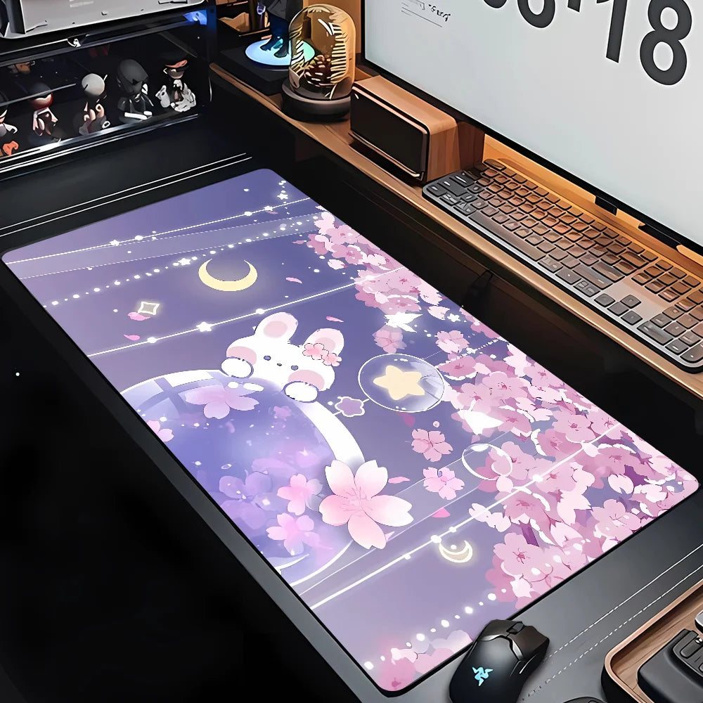 Gaming Keyboardpad Office Soft Non-Slip Carpet Rubber Mice Pad New Models Cute Rabbit Pink Anime Mousepad Home HD Print Mousepad