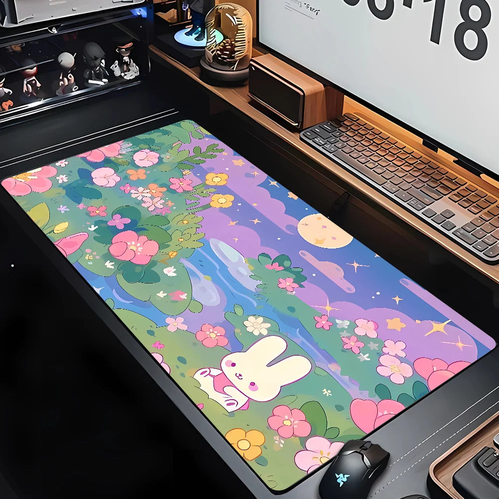 Gaming Keyboardpad Office Soft Non-Slip Carpet Rubber Mice Pad New Models Cute Rabbit Pink Anime Mousepad Home HD Print Mousepad