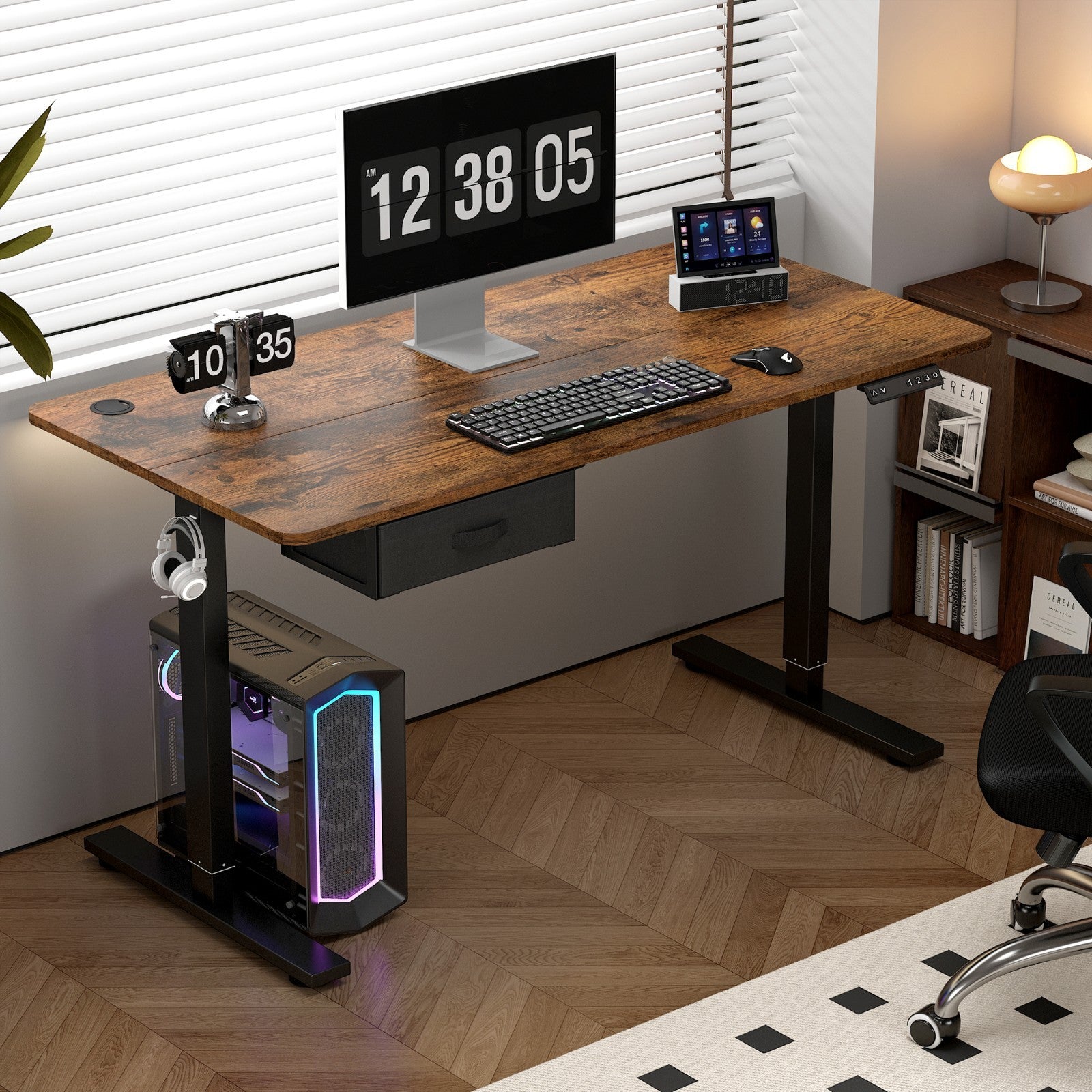 Height Adjustable Electric Standing Desk with Desk Drawer