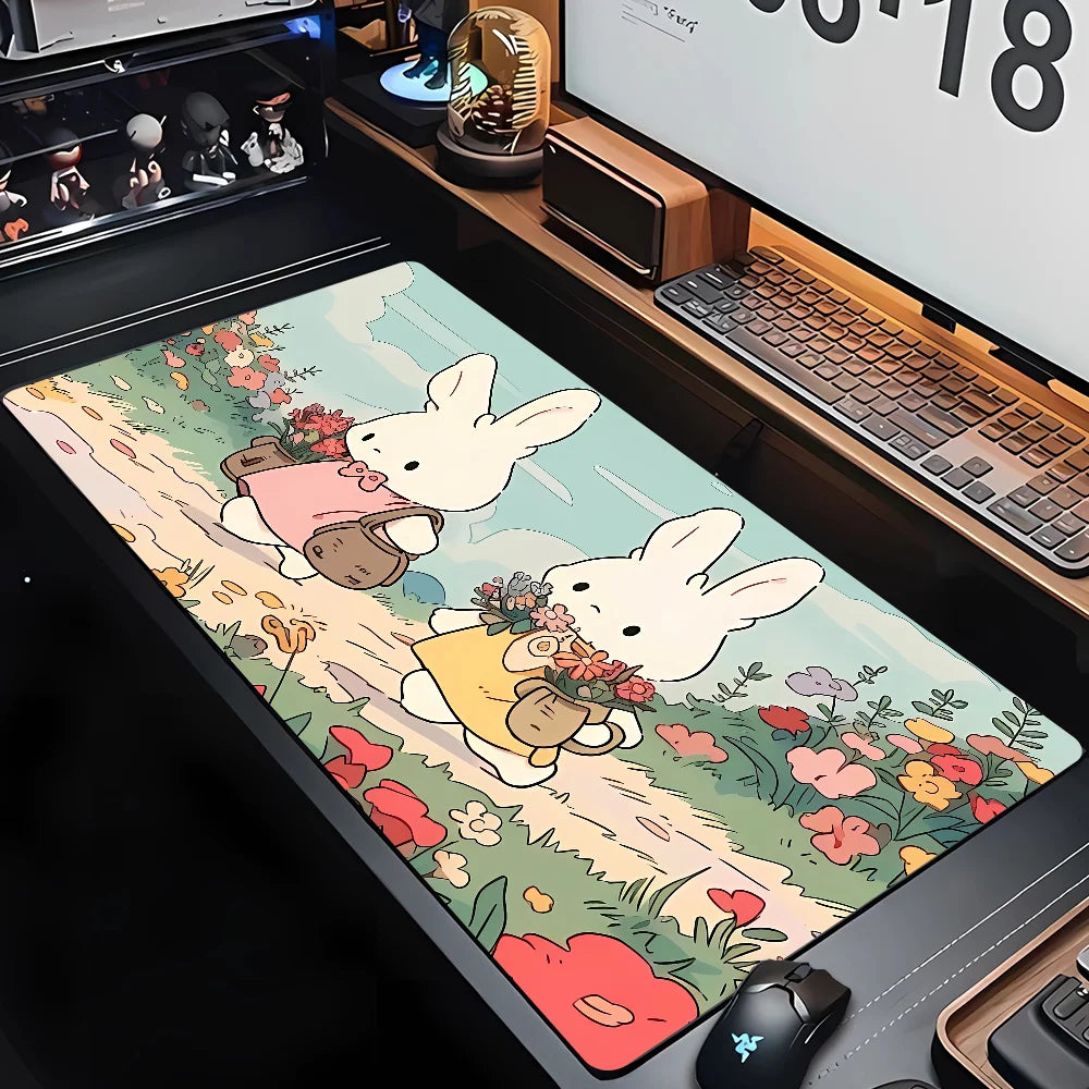 Gaming Keyboardpad Office Soft Non-Slip Carpet Rubber Mice Pad New Models Cute Rabbit Pink Anime Mousepad Home HD Print Mousepad