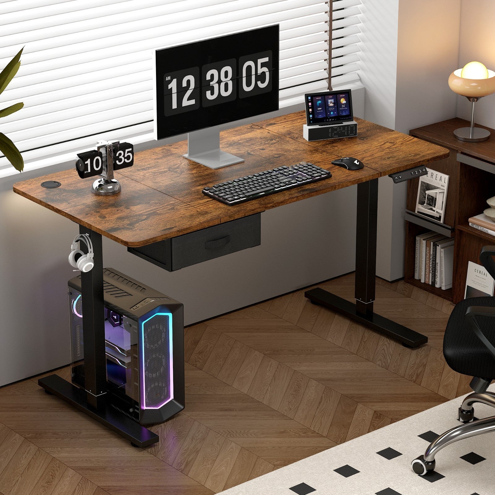 Height Adjustable Electric Standing Desk with Desk Drawer