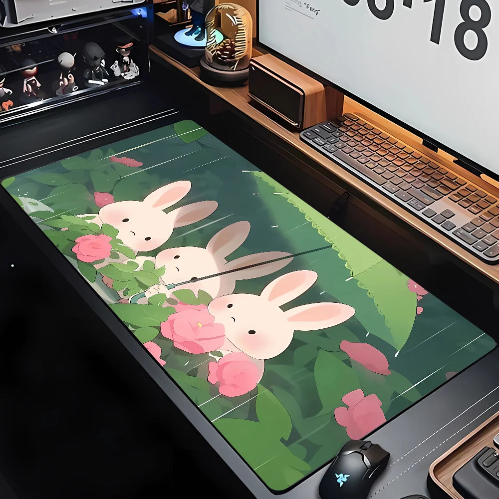 Gaming Keyboardpad Office Soft Non-Slip Carpet Rubber Mice Pad New Models Cute Rabbit Pink Anime Mousepad Home HD Print Mousepad