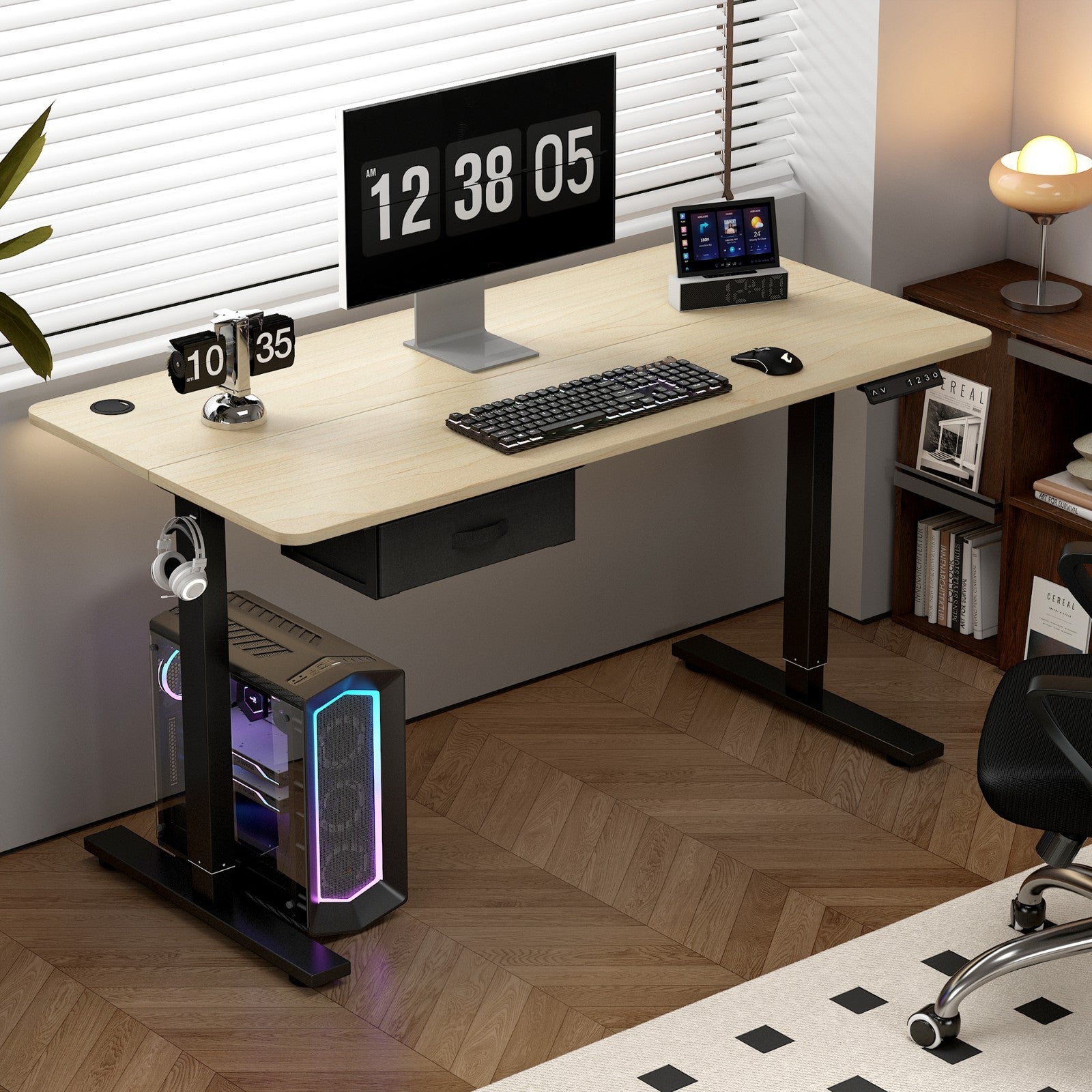 Height Adjustable Electric Standing Desk with Desk Drawer
