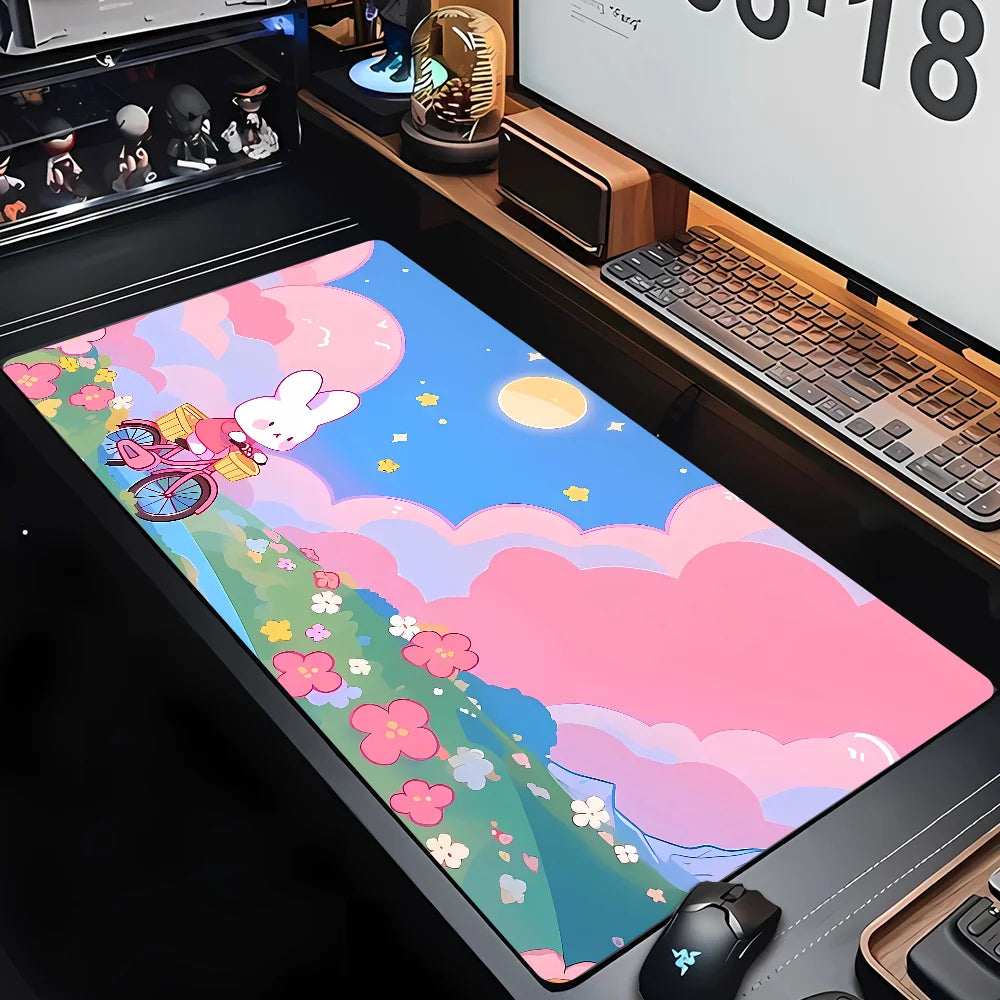 Gaming Keyboardpad Office Soft Non-Slip Carpet Rubber Mice Pad New Models Cute Rabbit Pink Anime Mousepad Home HD Print Mousepad