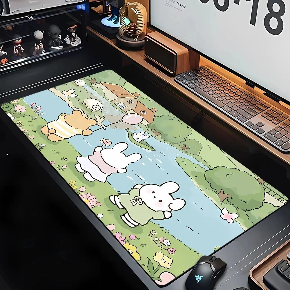 Gaming Keyboardpad Office Soft Non-Slip Carpet Rubber Mice Pad New Models Cute Rabbit Pink Anime Mousepad Home HD Print Mousepad
