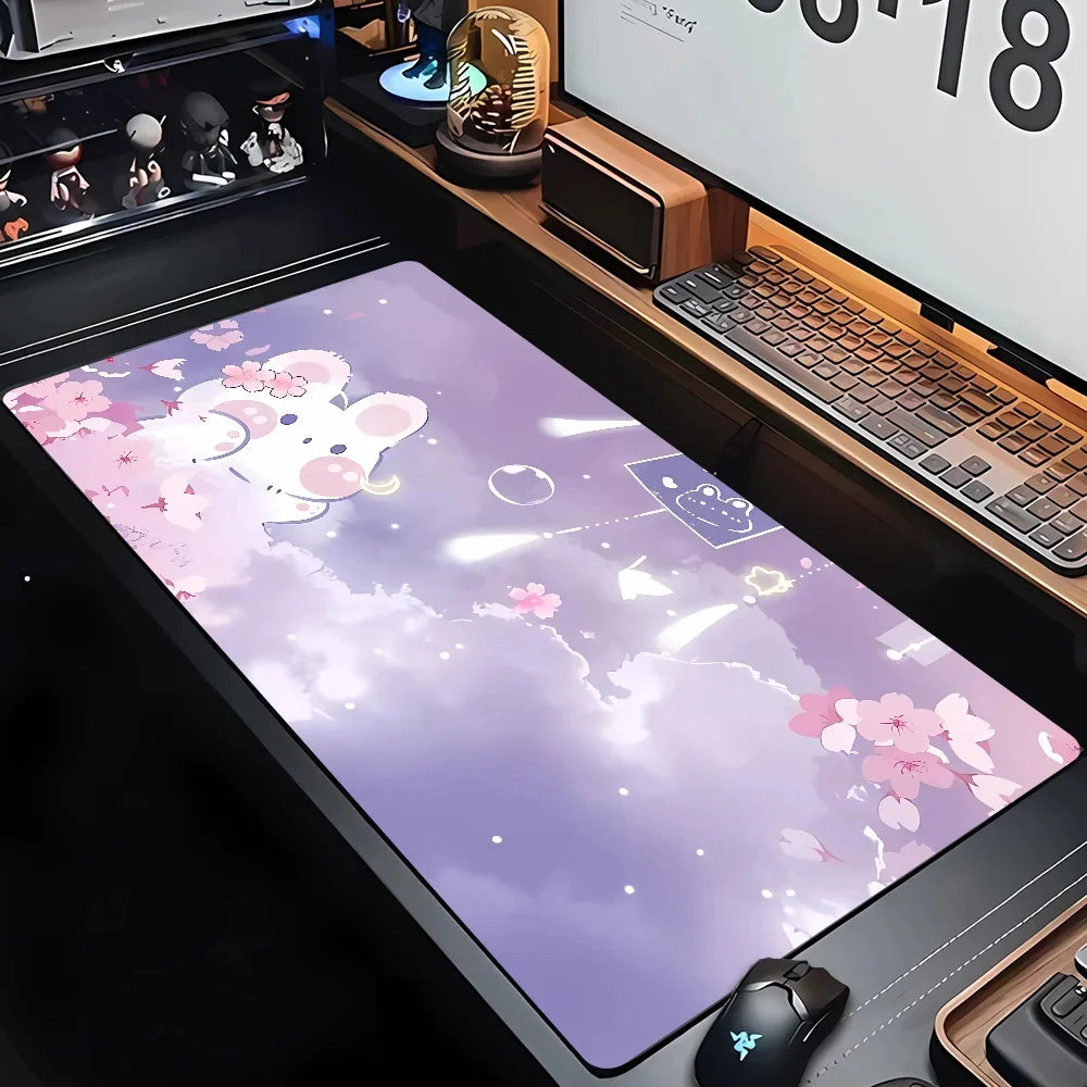 Gaming Keyboardpad Office Soft Non-Slip Carpet Rubber Mice Pad New Models Cute Rabbit Pink Anime Mousepad Home HD Print Mousepad
