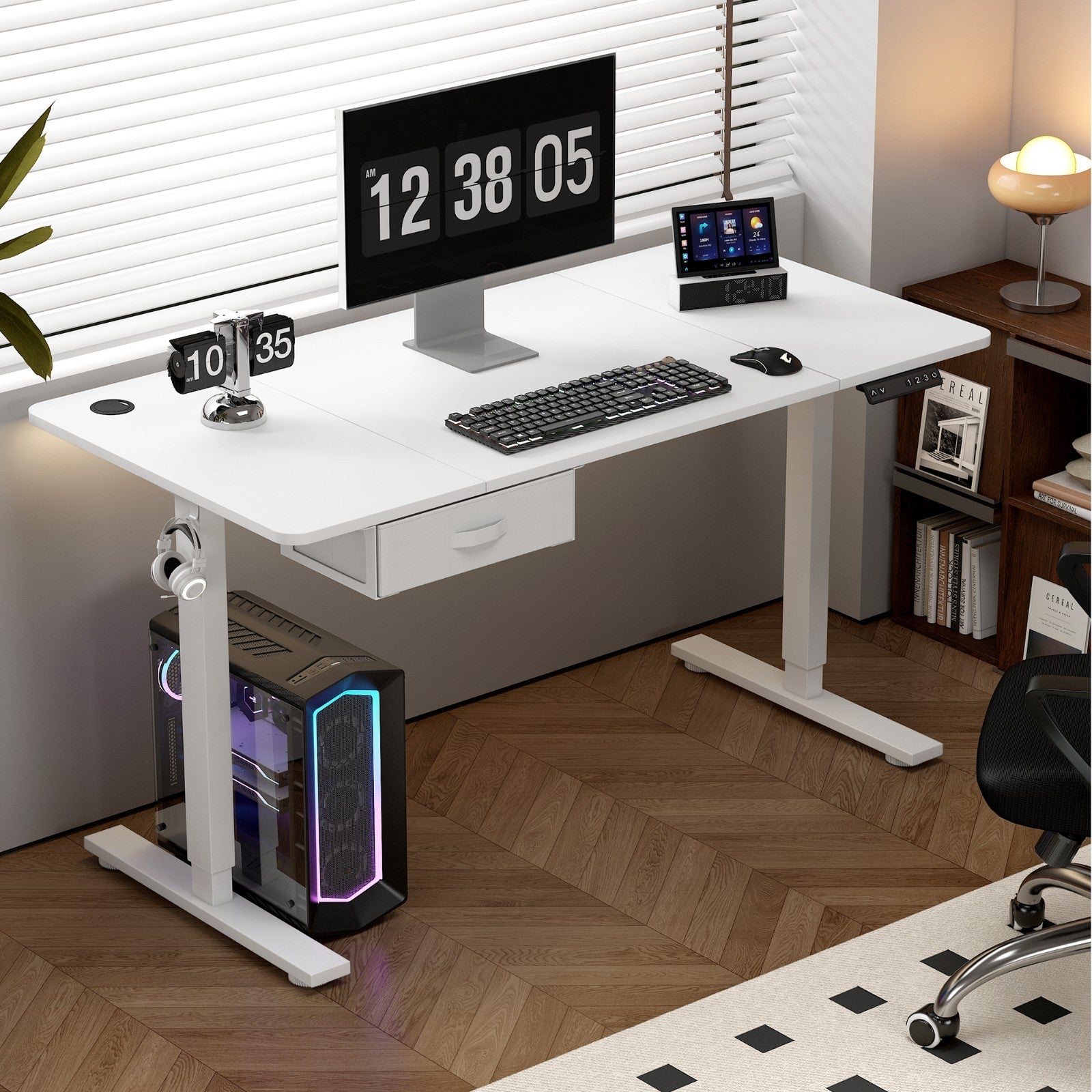 Height Adjustable Electric Standing Desk with Desk Drawer