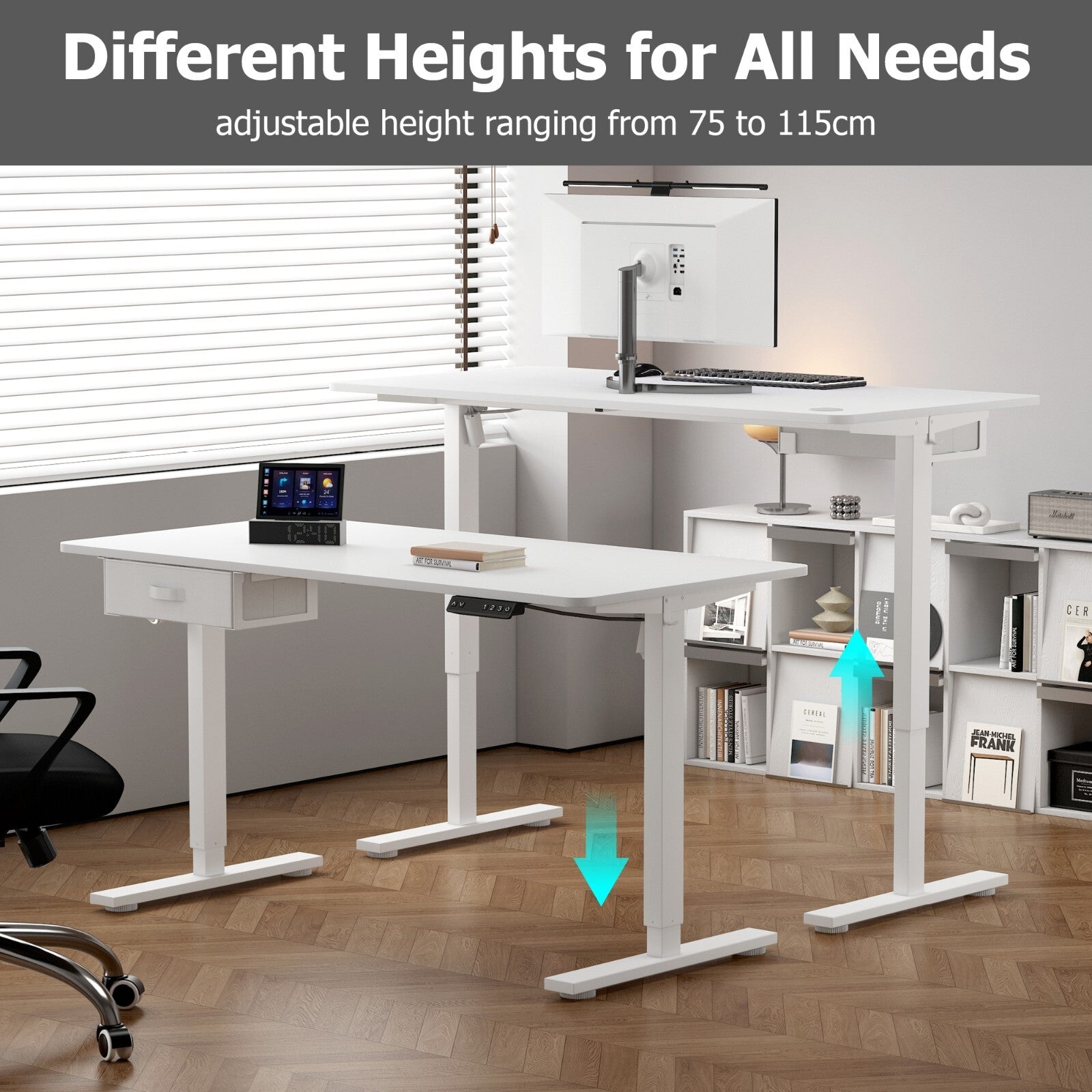 Height Adjustable Electric Standing Desk with Desk Drawer