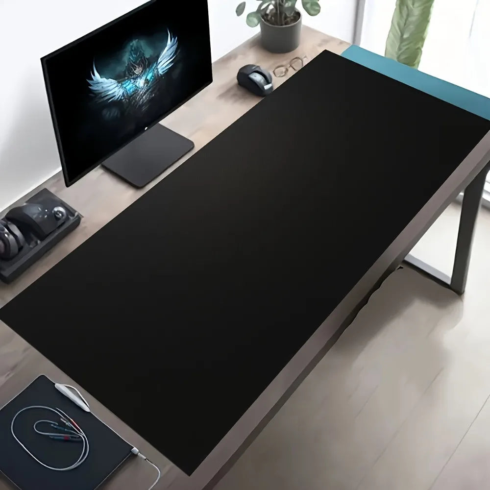 Minimalist Black Desk Mat with Non-Slip Mouse Pad, Playmat Mouse Pads for Desk, Mousepad for Desk, Desk Mat, Gaming